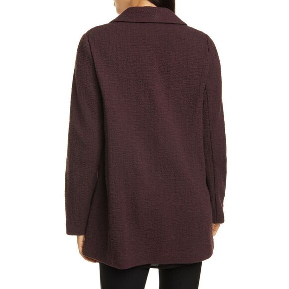 New! EILEEN FISHER Women's Textured Oversized Jacket Blazer Open-Front Casis - Picture 3 of 6